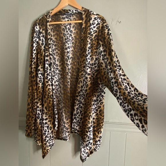 Jazz USA Leopard Print Open Front Long Sleeve Womens 5x Shrug Jacket - Picture 7 of 8